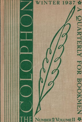 Item #107143 THE COLOPHON NEW SERIES; A QUARTELRY FOR BOOKMEN. Volume II. New Series, Number 2:...